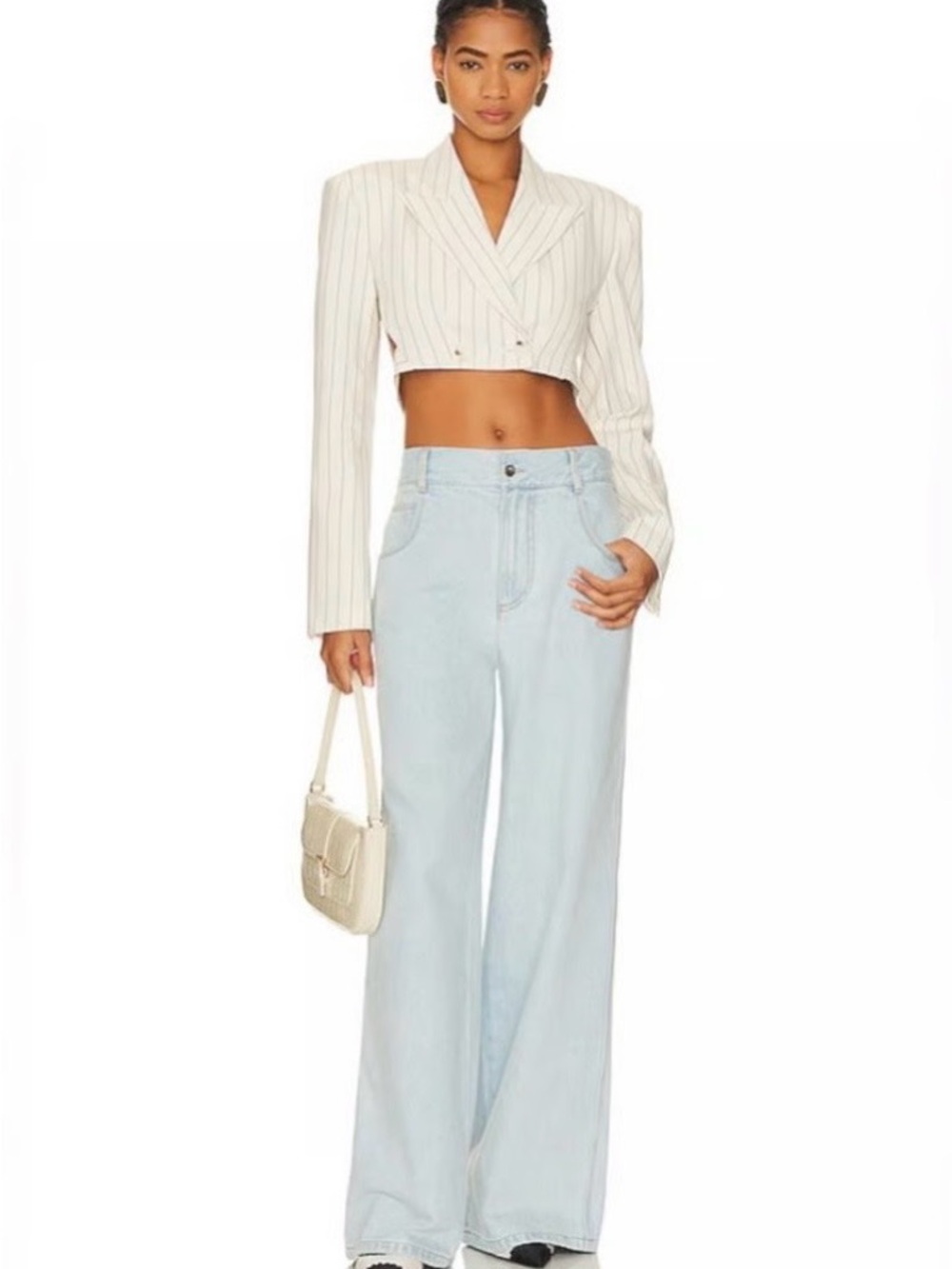 Ronny Kobo Wide Leg Jeans in Light Blue
